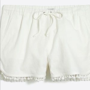J. Crew White Pom Pom Shorts Large